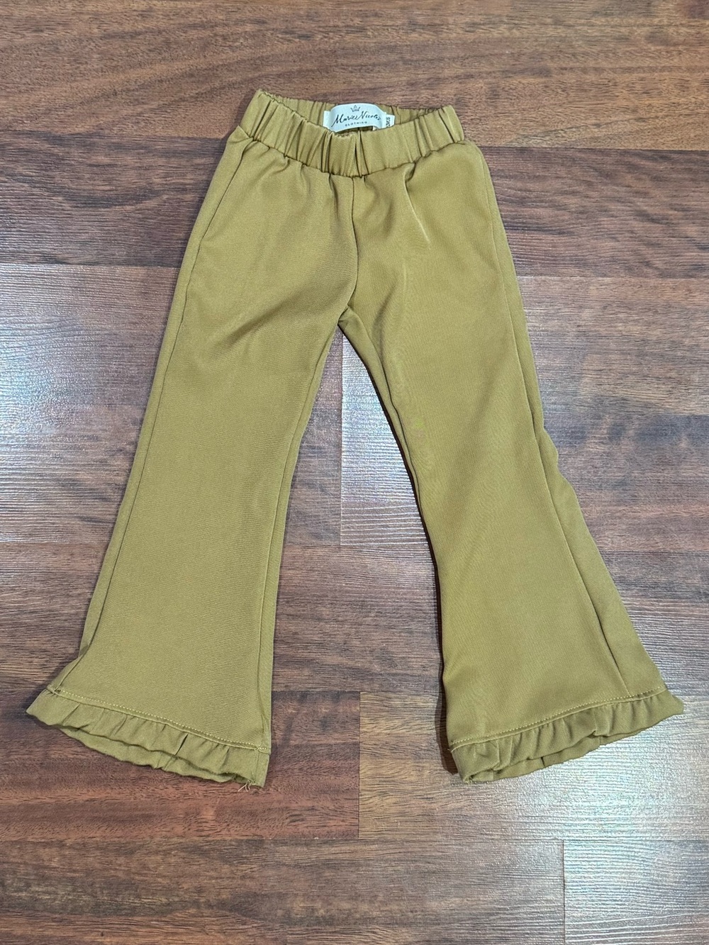 Marie Nicole - Girls' Ruffle-Hem Flare Pants in Khaki Brown